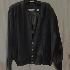 Vintage XL Genelli Seide Cardigan Stil Plissee vorne Herren Jacke - komplett gefüttert - Bild 1 von 4