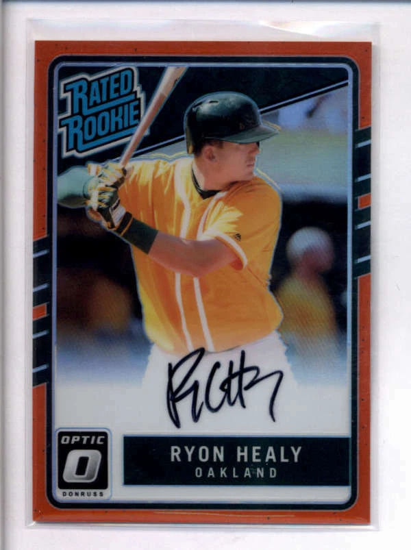 RYON HEALY 2017 DONRUSS OPTIC RATED ROOKIE ORANGE PRIZM AUTO #23/99 AJ3053 - Image 1 of 1