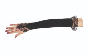 Gothic Black Fingerless Flair Bridal Bridesmaid Prom Opera Long Gloves 1096 - Picture 1 of 1