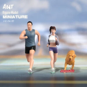 3pcs 1/32 Running men & women Scene Miniature Doll Figure For Cars Vehicles Toy - Picture 1 of 19