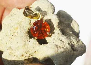 Hessonite Stone Pendant 14K Gold Plated Locket Women Partywear Casual Necklace - Picture 1 of 5