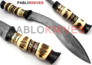 18" Premium Hand Forged Damascus Steel Hunting Kurki Knife Stag Antler Handle - Picture 1 of 2