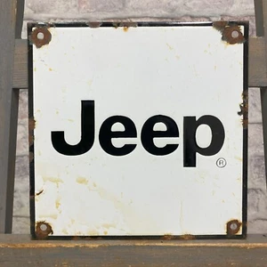 Jeep Emailschild 7,9x7,9" (20x20cm) altes Auto Garage Werkstatt Sammler Deko - Bild 1 von 2
