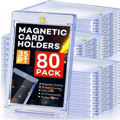 80 Pack Magnetic Card Holder 35PT U-V Protection Hard Trading Game Card Case - Image 1 of 4