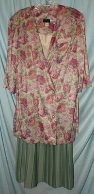 VTG Lynn B. Pink Floral 3/4 Sleeve Layered Pleat Midi Shift Dress Women Size 18W - Image 1 of 4