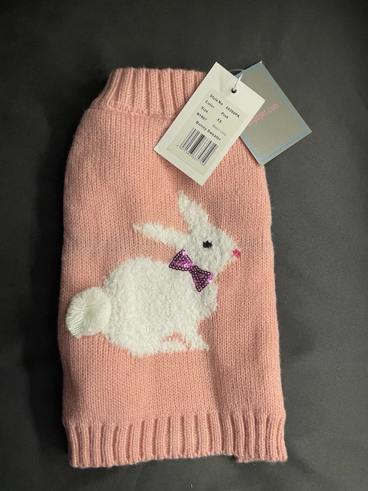 Pink Bunny Sweater Brand New With Tags Size Extra small For Small Dog - Image 1 of 4