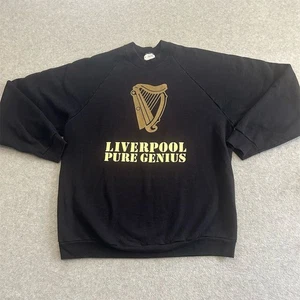Vintage Guinness Sweater Men's XL Black Liverpool Pure Genius Pullover Crewneck - Picture 1 of 10