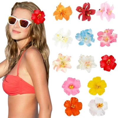 Pinzas para el cabello de flores hawaianas de 13 piezas para mujeres Plumeria hibisco Foto 1 de 4