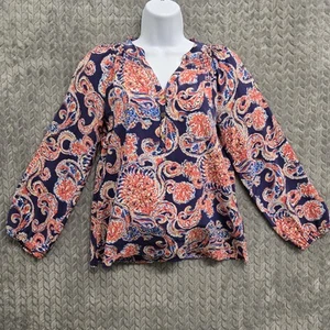 Lilly Pulitzer Damen Seide Elsa Langarm Seidentop #41773 XS Paisley - Bild 1 von 13