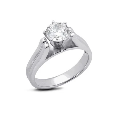1/2ct F SI2 Round Natural Certified Diamond 14k Gold Solitaire Engagement Ring - Image 1 of 4