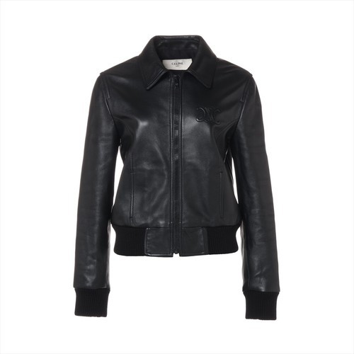 Celine Triomphe Hedi Periodo Lam Giacca di Pelle 38 Donna Nero 2EK06583C