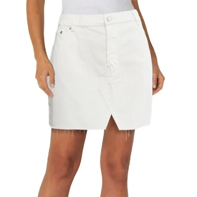 NWT ASOS Raw Hem Front Slit White Denim Mini Skirt  8 - 14 - Image 1 of 4