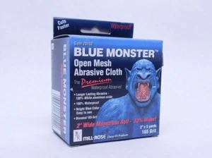 NEW! MILL-ROSE BLUE MONSTER OPEN MESH ABRASIVE CLOTH ROLL 2" X 5 Yds 165-GRIT HR - Picture 1 of 6