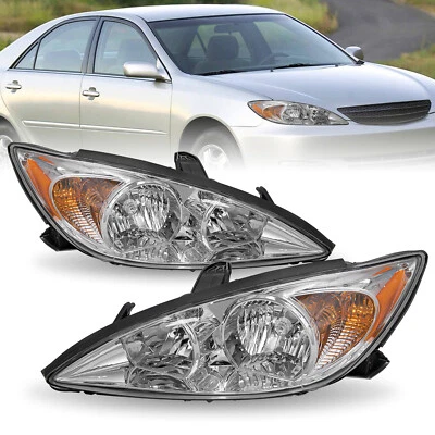 For 2002 2003 2004 Toyota Camry Halo Chrome Headlights Assembly Pair Left+Right - Image 1 of 4