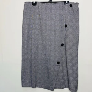 Autograph 18 Grey Midi Pencil Work Skirt, Elastic Waist, Stretch, Faux Buttons - Picture 1 of 10