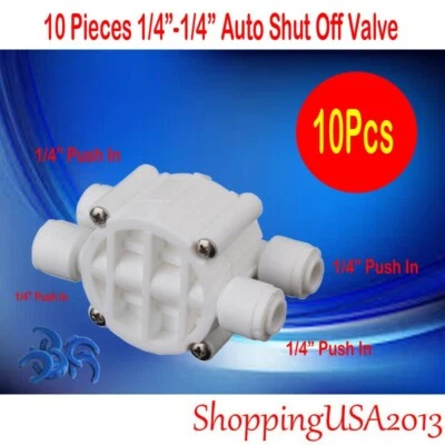 10 X Auto Shut Off Valve 1/4-1/4" Quick Connect Push In Under sink RO System - Image 1 of 4
