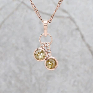 Round Yellow Color Pendant 14K Solid Rose White Yellow Gold Pendant KDK1203 - Picture 1 of 9