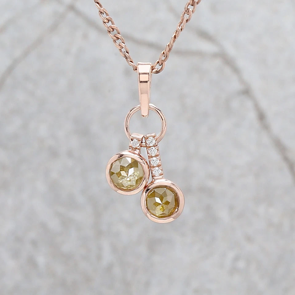 Colgante redondo color amarillo 14K sólido rosa blanco amarillo colgante KDK1203 Foto 1 de 4