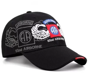 82ND GORRA DE BOLA MILITAR AEROTRANSPORTADA 82A GORRA AEROTRANSPORTADA EJÉRCITO DE ESTADOS UNIDOS SOMBRERO NEGRO - Imagen 1 de 4