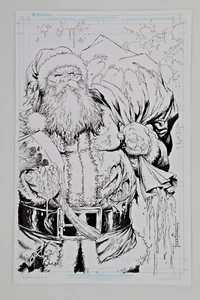 SANTA CLAUS Battle Damaged ORIGINALE Holiday Card ART TYLER KIRKHAM con carta e certificato di autenticità - Foto 1 di 5