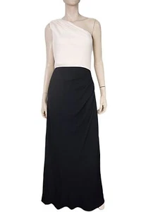 Vintage Christian Dior Gr. 12 One-Shoulder Elfenbein und Schwarz Krepp Kleid - Bild 1 von 4