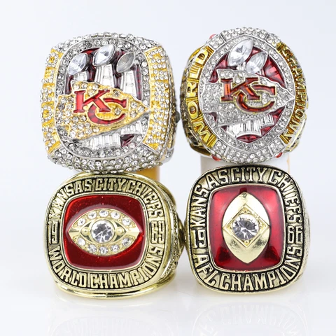 1966/1969/2019/2023 Kansas City Chiefs Rings Set For Fans Keepsake with Gift Box Cover