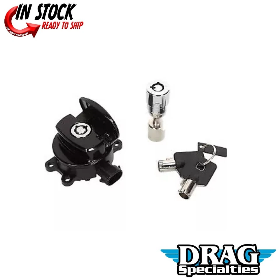 Interruptor de encendido con bisagra lateral negra Drag Specialties 2106-0250 con bloqueo de horquilla Foto 1 de 3