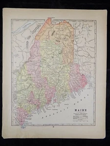 1890 MAP OF MAINE, NH & VERMONT PEERLESS ATLAS, w/ C.O.A.ORIGINAL ANTIQUE - Picture 1 of 5