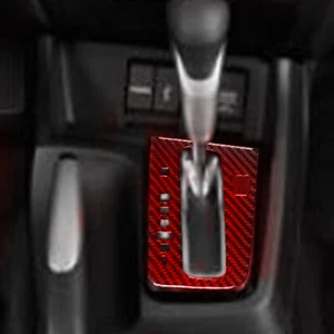 Red Carbon Fiber Center Console Gear Shift Panel Cover For Honda Civic Coupe - Picture 1 of 8