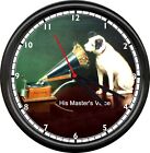 RCA Victrola Nipper Dog His Master&#39;s Voice Gramophone Phonograph Sign Wall Clock