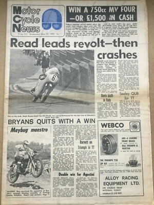Motor Cycle News - 27 May 1970 - Read leads revolt - Vintage Newspaper - Image 1 of 3