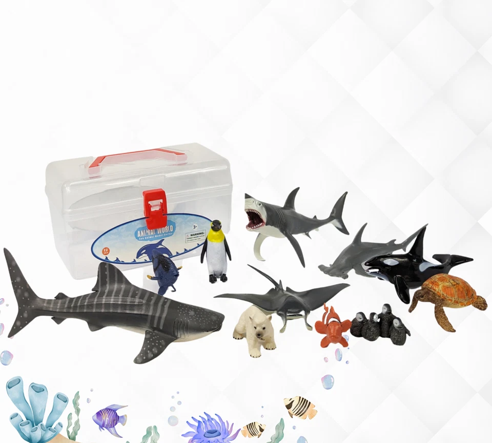 Sea Animal Large Jumbo Solid Figures 12Pcs Realistic Toy Fish Sea Creatures For - Image 1 of 4