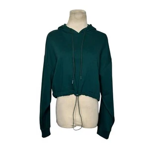 ZARA green long sleeves cropped hoodie sweatshirt size Medium - Picture 1 of 13