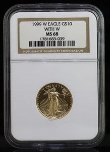 1999-W $10 1/4oz Eagle Gold Coin With W NGC MS68 - Picture 1 of 4