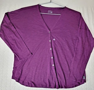 EDDIE BAUER Gate Check Long Sleeve Travex Knit Top Shirt Plum Womens XL NWT - Picture 1 of 13