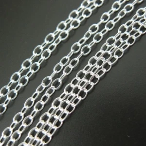 10 Feet Sterling Silver 2mm Oval Cable Chain-Unfinished Bulk Chain By the Foot - Picture 1 of 3