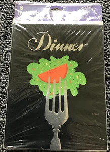8 Abendessen Einladungen & Umschläge Salatgabel schwarz Zeichenbrett Vintage neu versiegelt - Bild 1 von 2