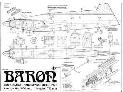 BARON MODELHOB CONTROL LINE MODEL PLANS  - Image 1 of 2