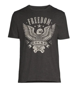 2XL (50-52) Men's Freedom Rocks Graphic Tee Gray #4372 - Picture 1 of 6