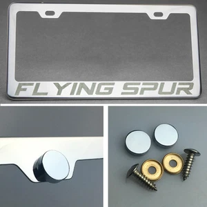 Marco de placa de licencia de acero inoxidable grabado con láser Flying Spur cromo tapa de tornillo - Imagen 1 de 12