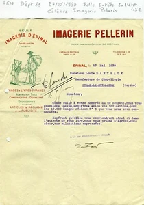 Dépt 88 - Epinal - Belle Entête Célèbre Imprimerie de l'Imagerie Pellerin - 1930 - Picture 1 of 1