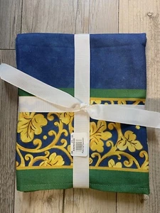 NEW Williams Sonoma Set of 2 Palermo Cotton Kitchen Towels Rich Blue & Gold NWT - Picture 1 of 7
