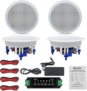 4pcs Herdio 5.25" Kitchen Wall Flush Mount Bathroom Ceiling Speakers Bluetooth - Picture 1 of 8