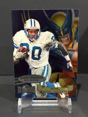 1997 Skybox Metal Universe Marvel Metal Barry Sanders Wolverine #1 HOF Lions - Image 1 of 2