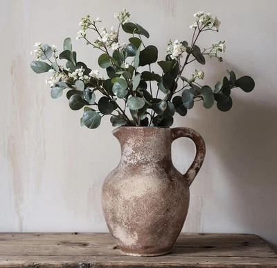 Rustikale Bauernhaus Keramik Vase, 8,1" hoch Vintage Stil Keramik Vase, Terrakotta - Bild 1 von 4