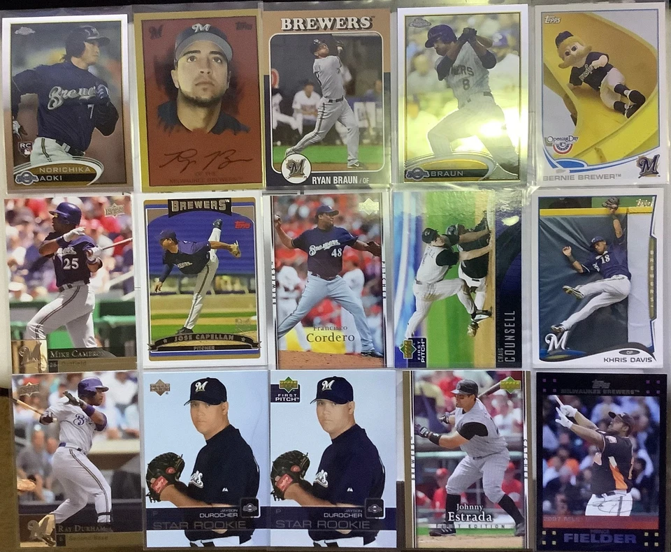 Lote de 77 cartas del equipo Milwaukee Brewers - Novatos, base, insertos - Años 2000 a 2015 Foto 1 de 4