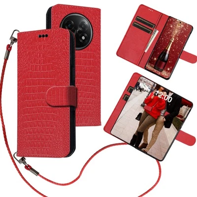 For OPPO Fold Magnetic Genuine Leather Crossbody Strap Wallet Case - Image 1 of 4