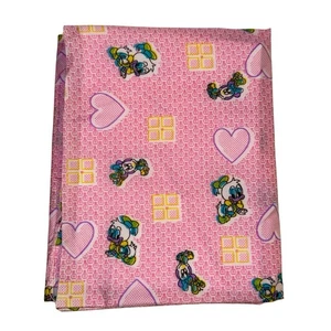 Disney Fabric Remnant 27x33 Cut Piece Baby Minnie & Donald Pink Hearts - Picture 1 of 5