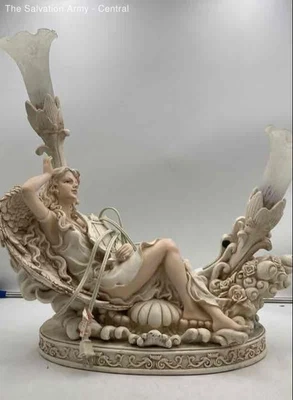 Eve Beige Floral Tabletop Corded Home Decorative Angel Lighting Lamp - Image 1 of 4