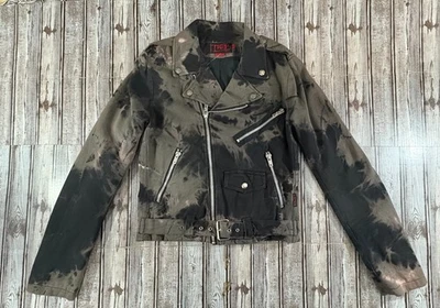 Tripp NYC Biker Moto Asymmetrical Belted Punk jacket sz S color dye black grey - Image 1 of 4